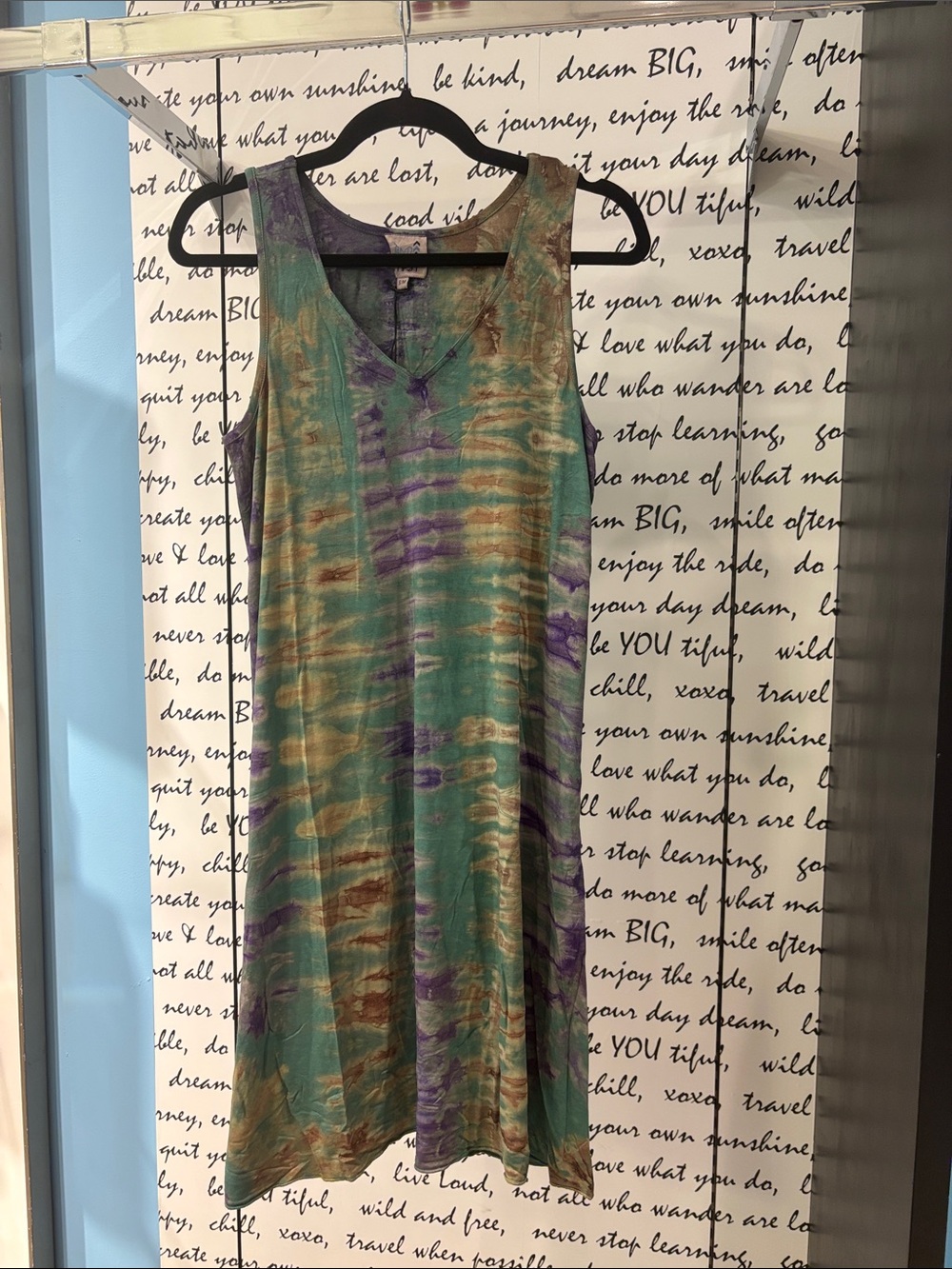 NWT JADED GYPSY Sleeveless Tie-Dye Midi Dress in Green & Purple